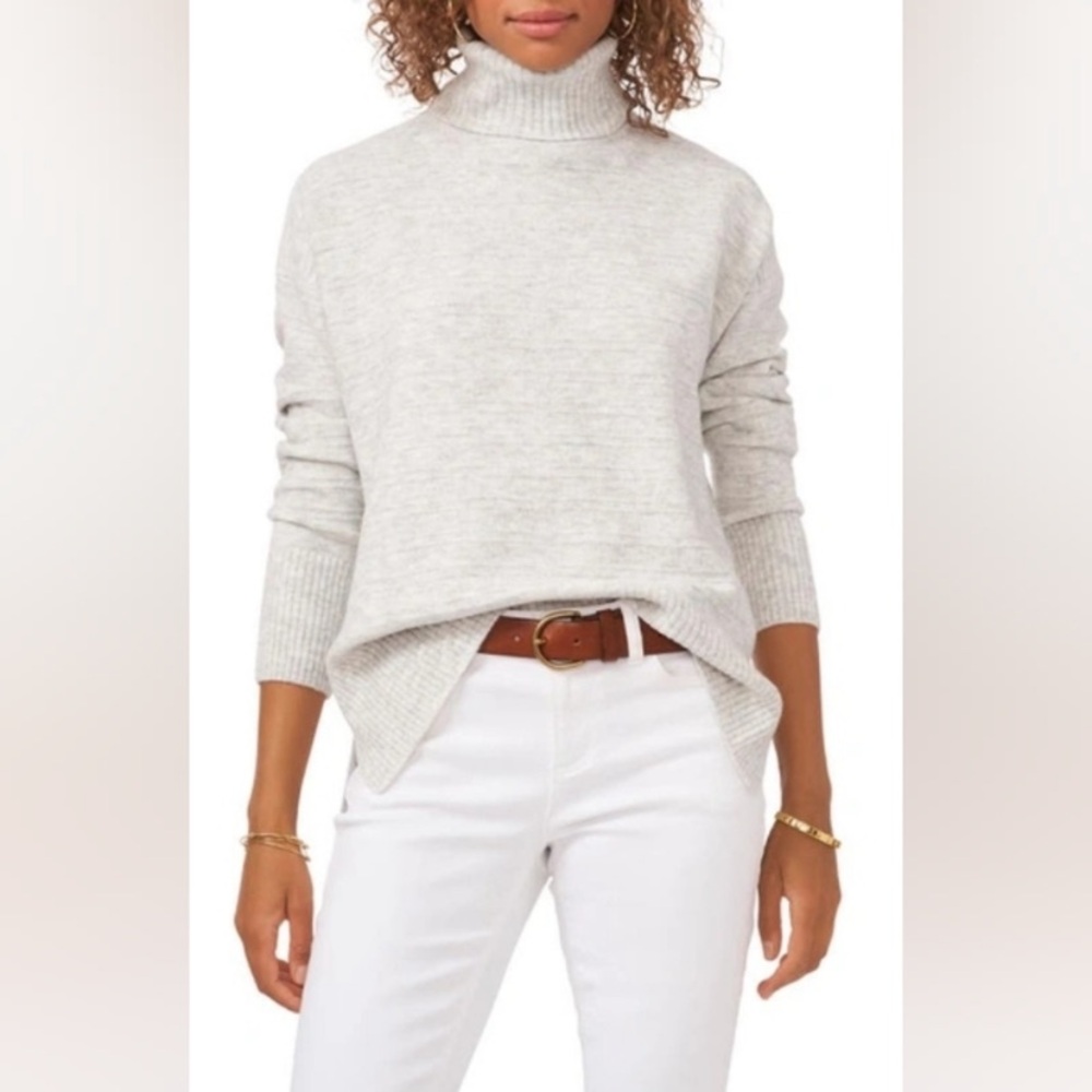 Vince Camuto Heather Grey Slouchy Casual  Turtleneck Drop Shoulder.. SZ MED